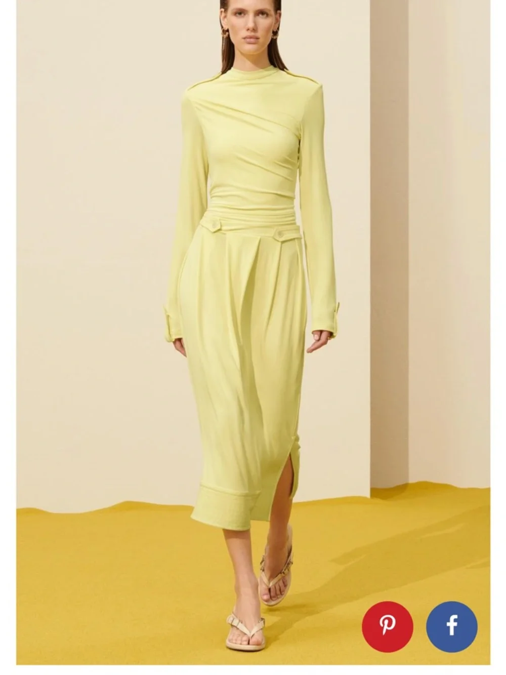 NWT Zara srpls Light Yellow Long Sleeve Midi Dress - Picture 3 of 3